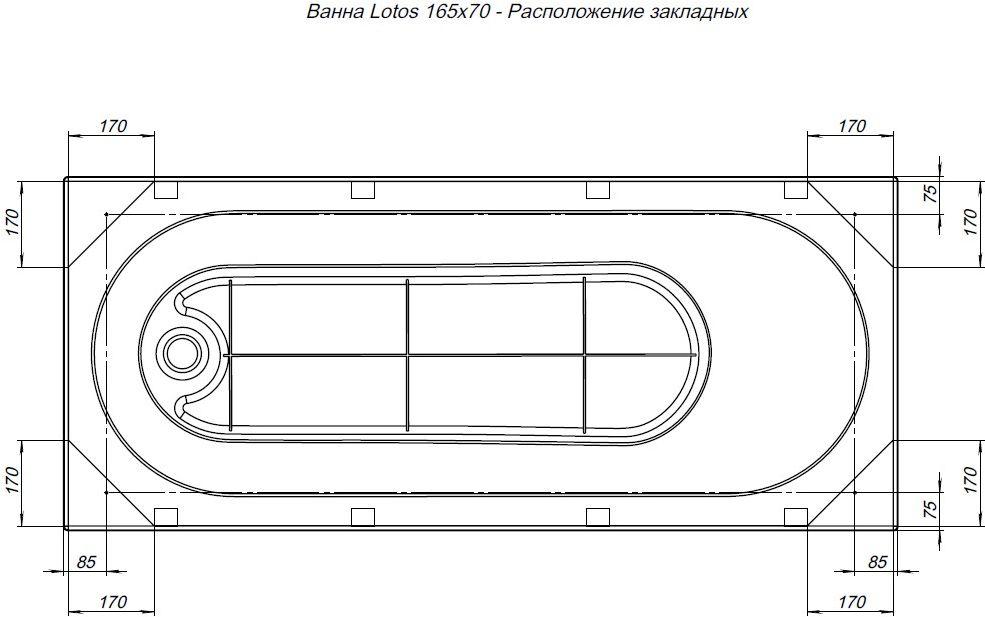 Акриловая ванна 165x70 см Aquanet Lotos 330873 с каркасом белая