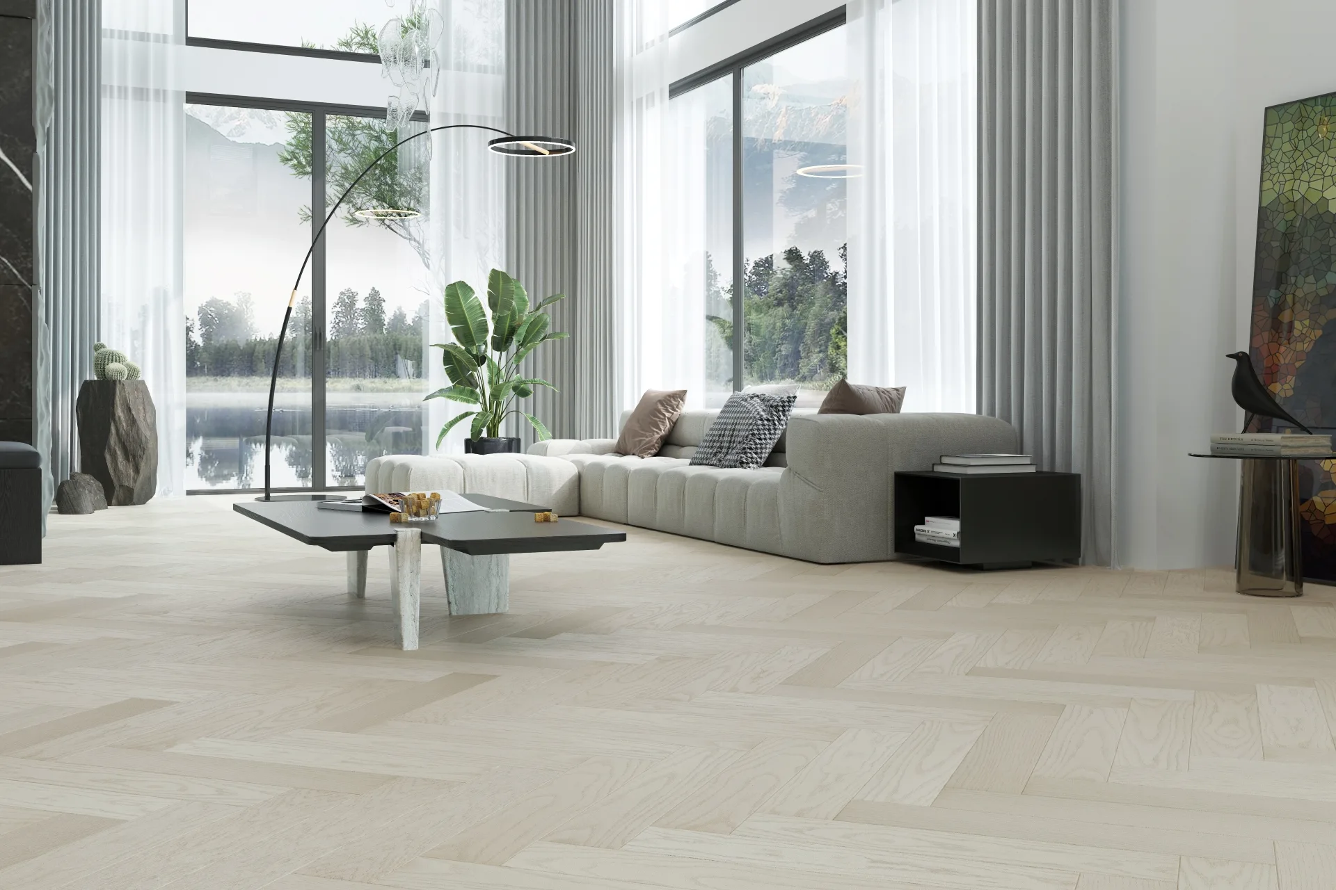 Кварцевый паркет Quartz Parquet Английская Ёлка Дуб Песочный 33-408
