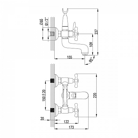 Смеситель Lemark Standard LM2102C для ванны