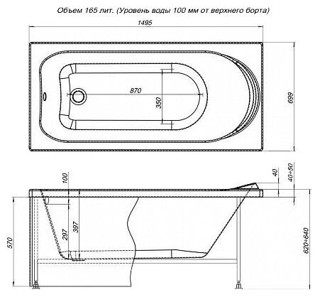 Акриловая ванна Aquanet Nord 150