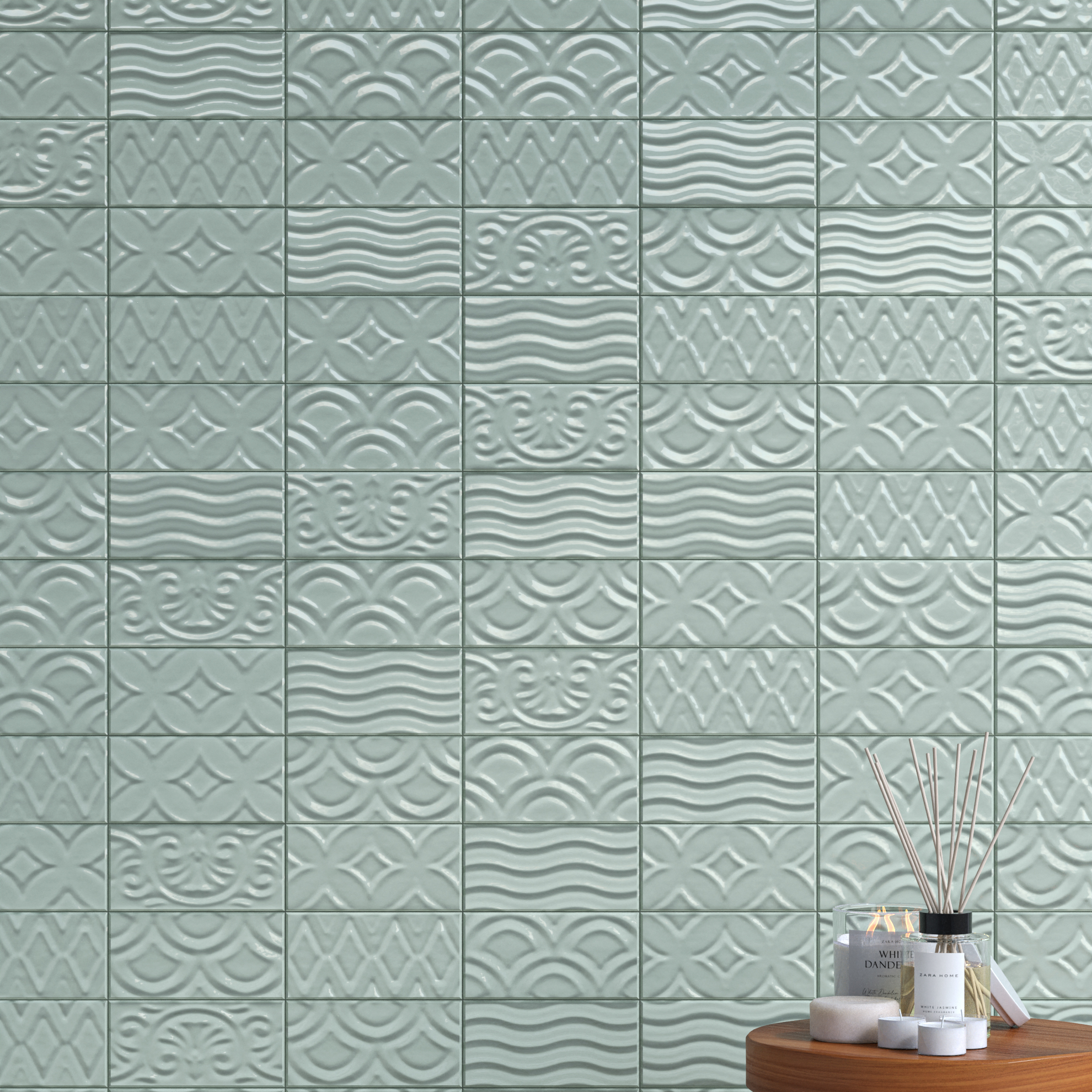 Керамическая плитка Kerama Marazzi Плитка Авеллино фисташковый структура mix 7,4х15
