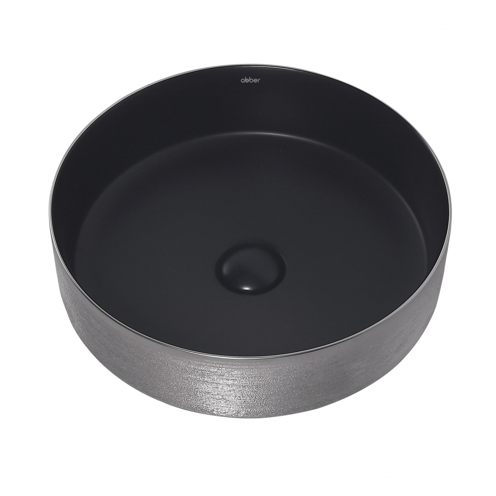 Раковина Abber Bequem 40 см AC2109BS черный матовый с серебром