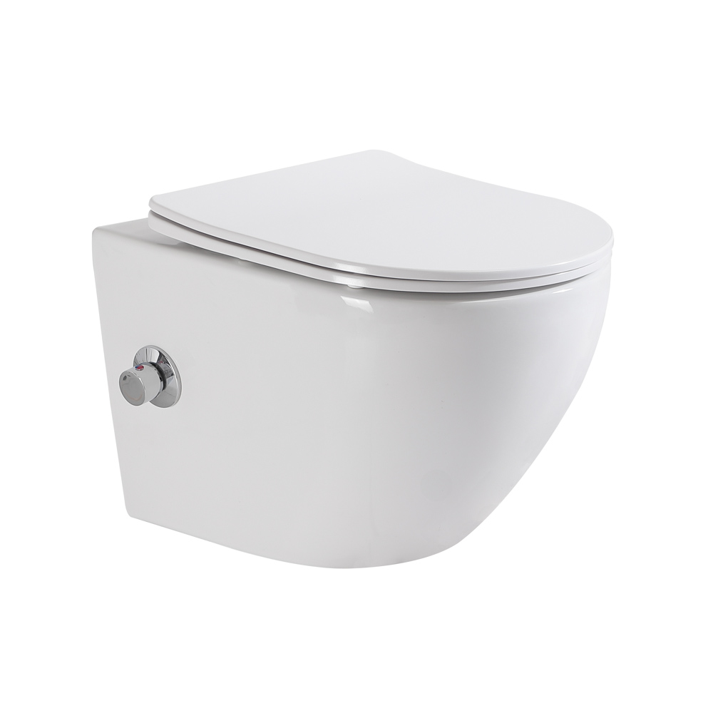 Унитаз подвесной безободковый BelBagno Uno BB3105CHR-BS/SC с крышкой-сиденьем микролифт, со смесителем и функцией биде