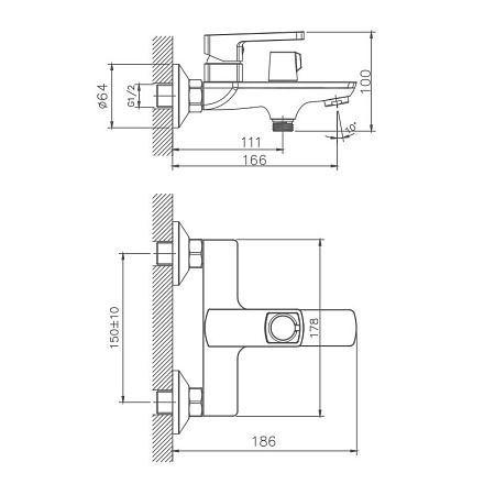 Смеситель для ванны HAIBA HB60176, латунь, хром
