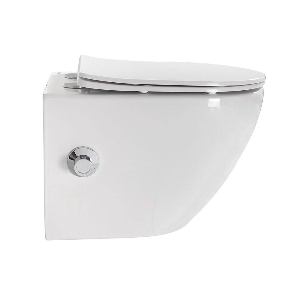 Унитаз подвесной безободковый BelBagno Uno BB3105CHR-BS/SC с крышкой-сиденьем микролифт, со смесителем и функцией биде