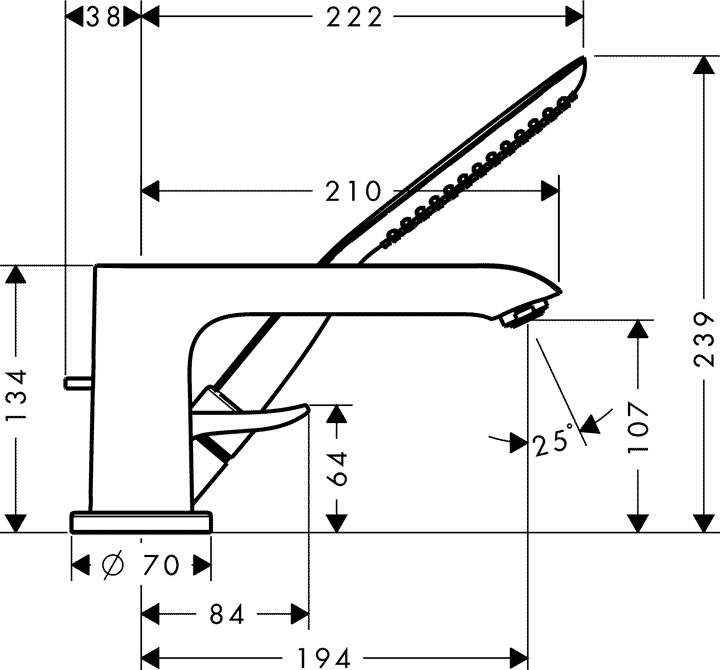 Смеситель на борт ванны Hansgrohe Metris 31190000