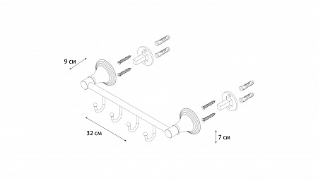 Fixsen LUKSOR FX-71605-4B Планка 4 крючка