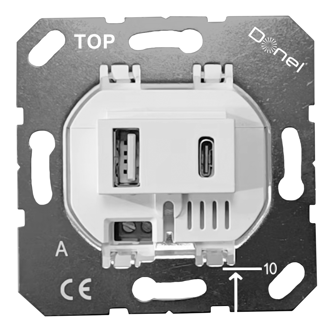 Розетка USB для зарядки двойная тип A + тип C на 3100mA,  тип A:max 18W,  тип С:max 32W,  производство Donel,  механизм без накладки,  белый