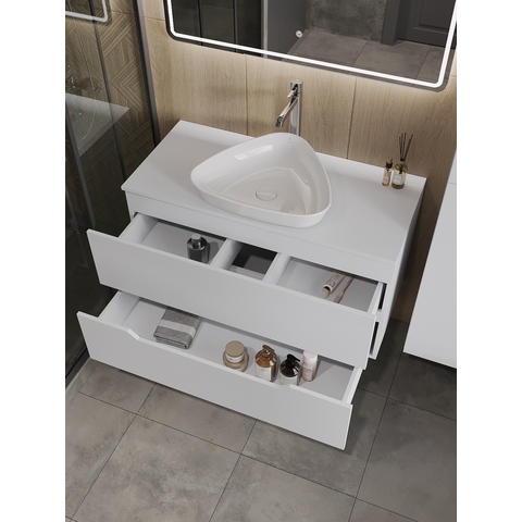 Orange Line Li-100TuwMDF+B07-500W тумба с раковиной подвесная 100 см, белый