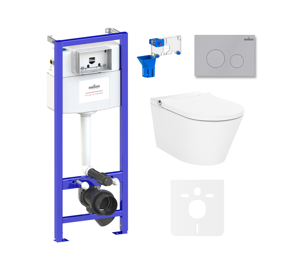 Комплект подвесной безободковый унитаз Lavinia Boho Rimless, с функцией биде, микролифт, 87561152
