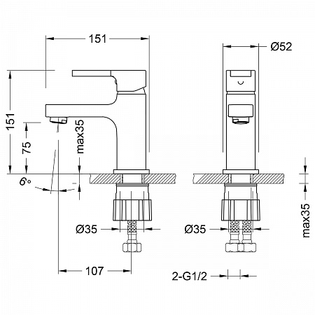 Смеситель Lemark Aura LM0606C для умывальника монолитный, хром