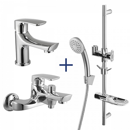 Набор смесителей "3 в 1" Lemark plus SHAPE LM1780C (для ванны + для раковины + душ. гарнитур), хром