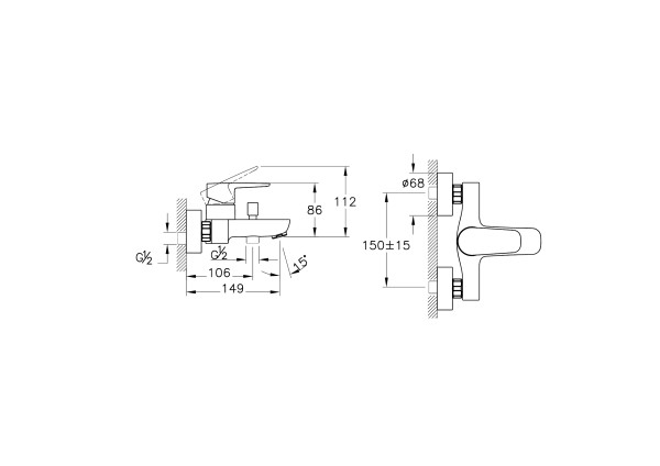 Смеситель для ванны с душем VitrA Flow Soft A4294636EXP матовый черный