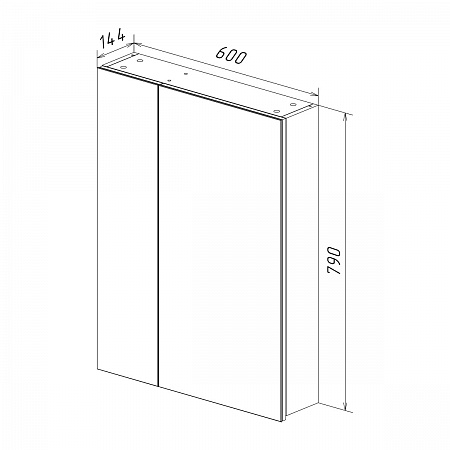 Шкаф зеркальный Lemark UNIVERSAL 60х80см 2-х дверный, цвет корпуса: Белый глянец