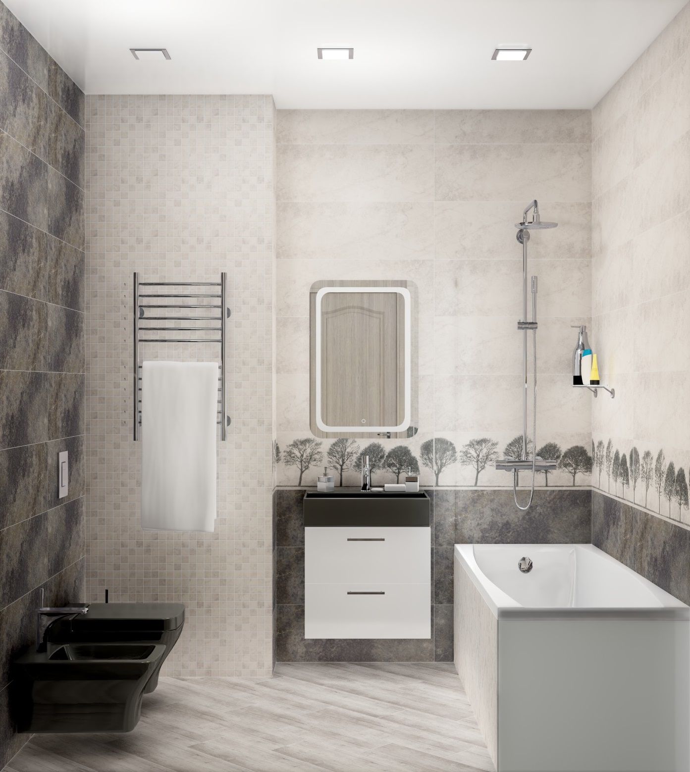 Керамогранит Kerama Marazzi Антик Вуд серый обрезной 20х80