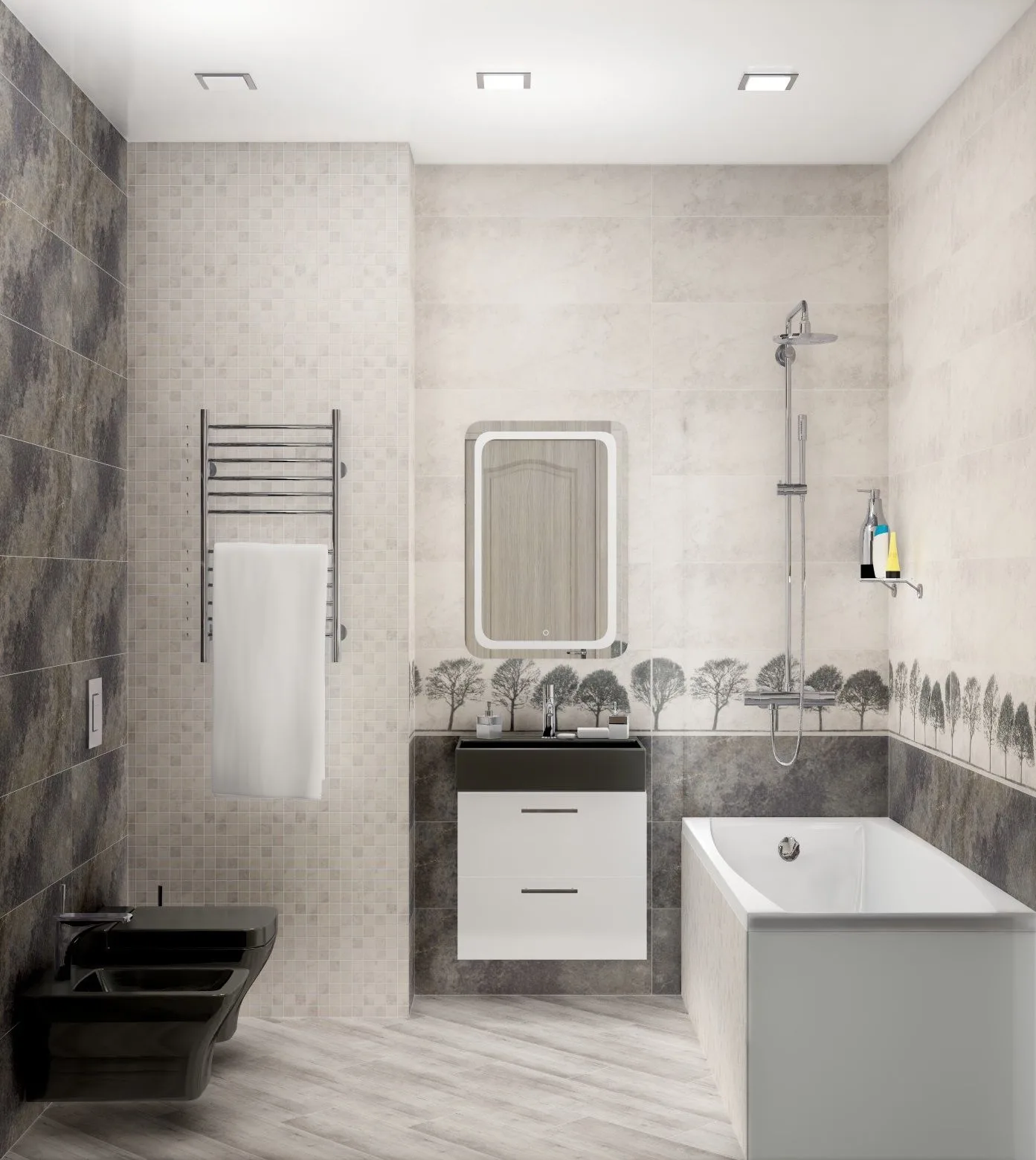 Керамогранит Kerama Marazzi Антик Вуд серый обрезной 20х80