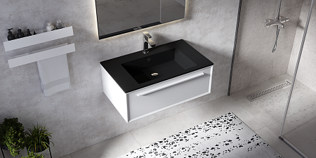 Раковина над стиральной машиной Paola Nero 800 ST Black