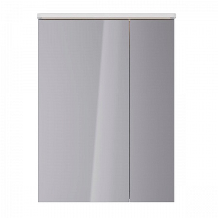 Шкаф зеркальный Lemark ZENON 60х80см 2-х дв. с козырьком-подсветкой, с розеткой, Белый глянец