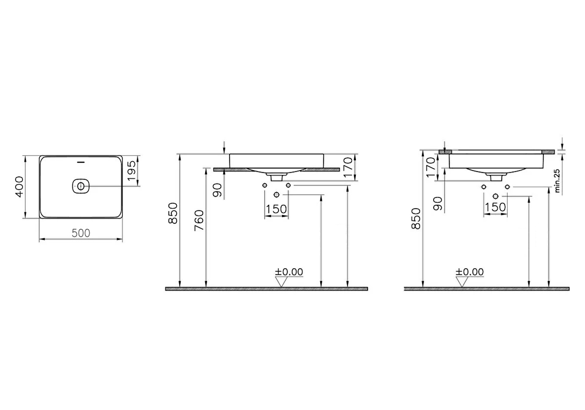 Раковина VitrA Metropole 50 см 7534B003-0673 белая