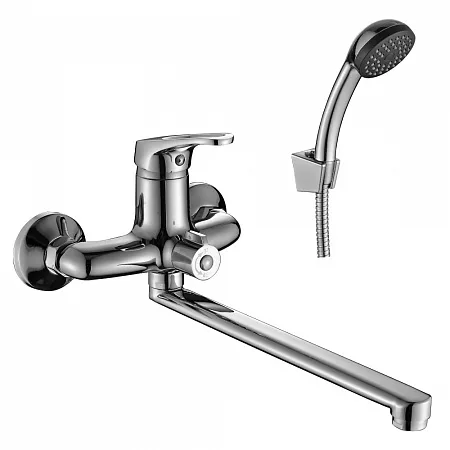 Смеситель Decoroom DR37043 одноручный универсальный с поворотным изливом 30 см., хром