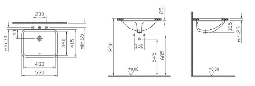 Раковина встраиваемая VitrA S50 5339B003
