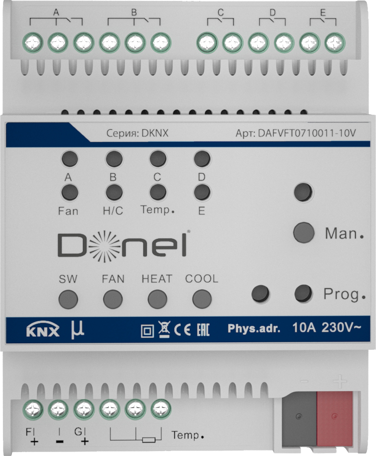KNX контроллер фанкойла 0-10V