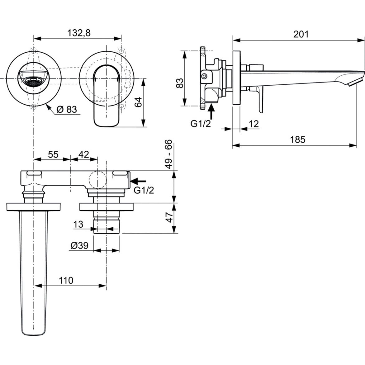 Смеситель для раковины Ideal Standard Connect Air A7029GN серебряный шторм