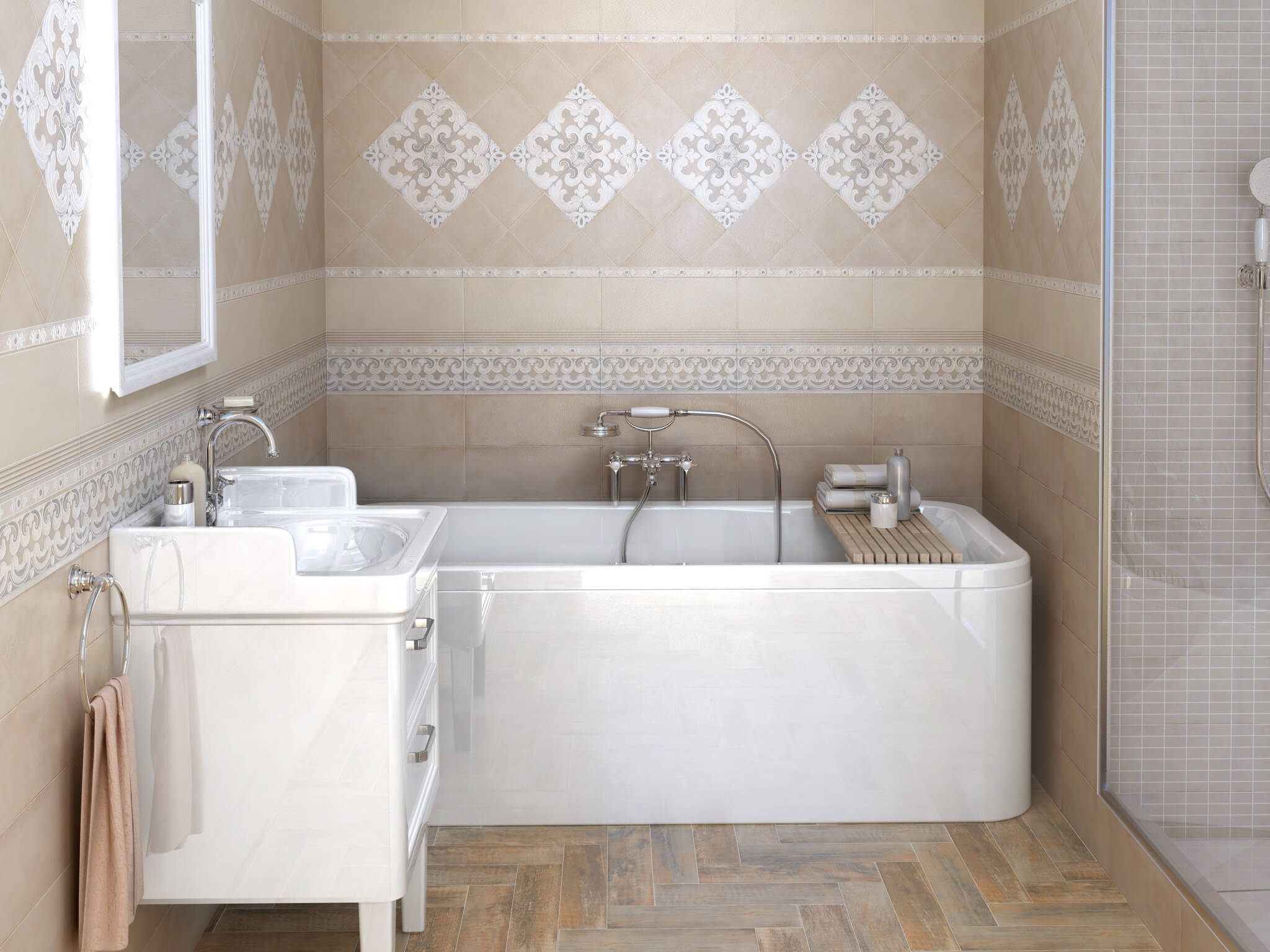 Керамическая плитка Kerama Marazzi Бордюр Пикарди структура беж 6,7х15