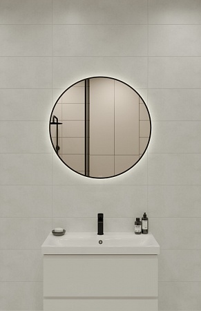 Зеркало Cersanit ECLIPSE smart 80x80 с подсветкой круглое черная рамка