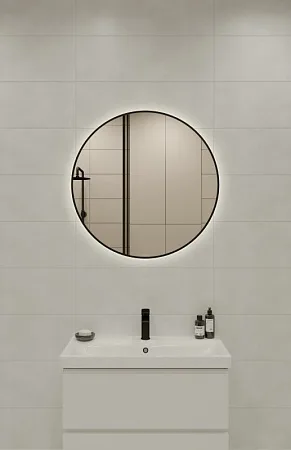 Зеркало Cersanit ECLIPSE smart 80x80 с подсветкой круглое черная рамка