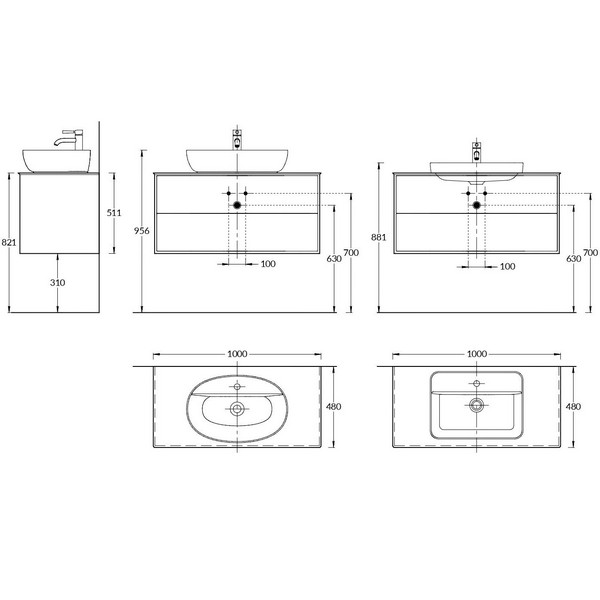 PLB.M.100.2/WHT Тумба PLAZA Modern подвесная 100 белый 2 ящика