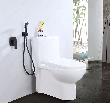 Смеситель Lemark Ursus LM7219BL с гигиеническим душем, встраиваемый, черный