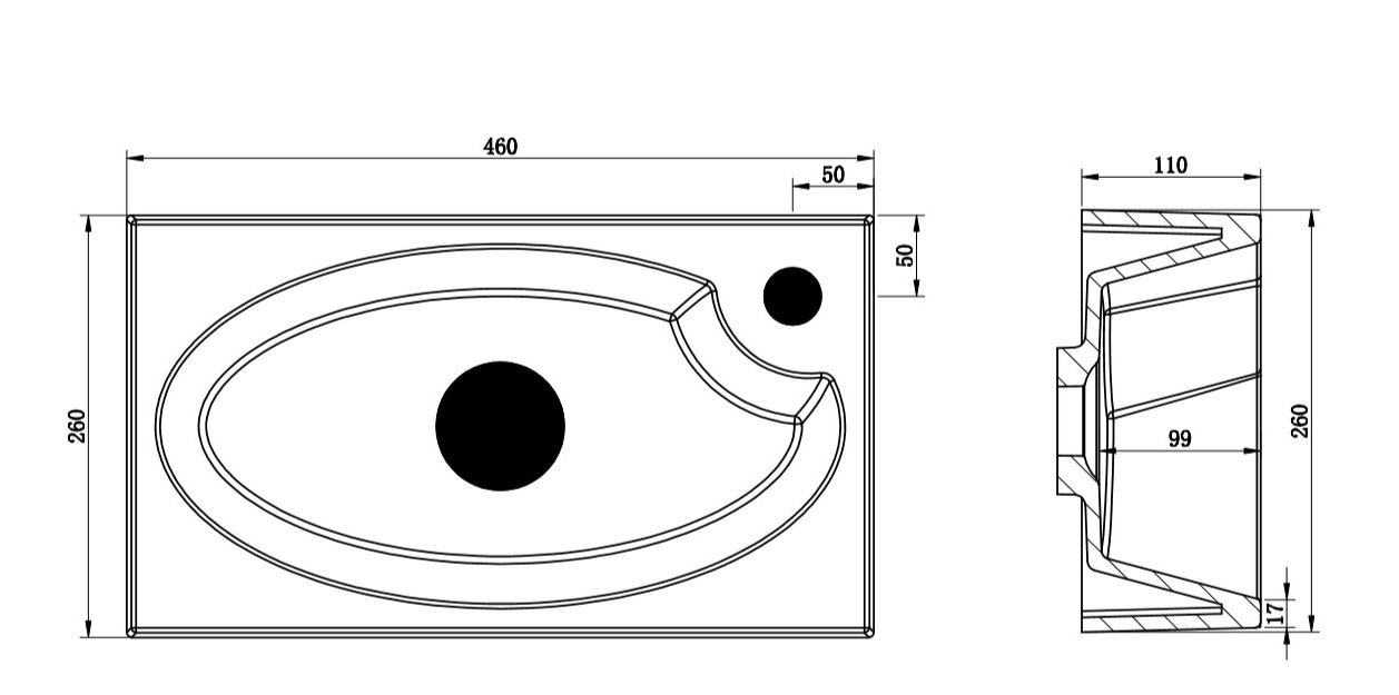 Раковина BelBagno BB-460-PM-LVB 46 см, белая
