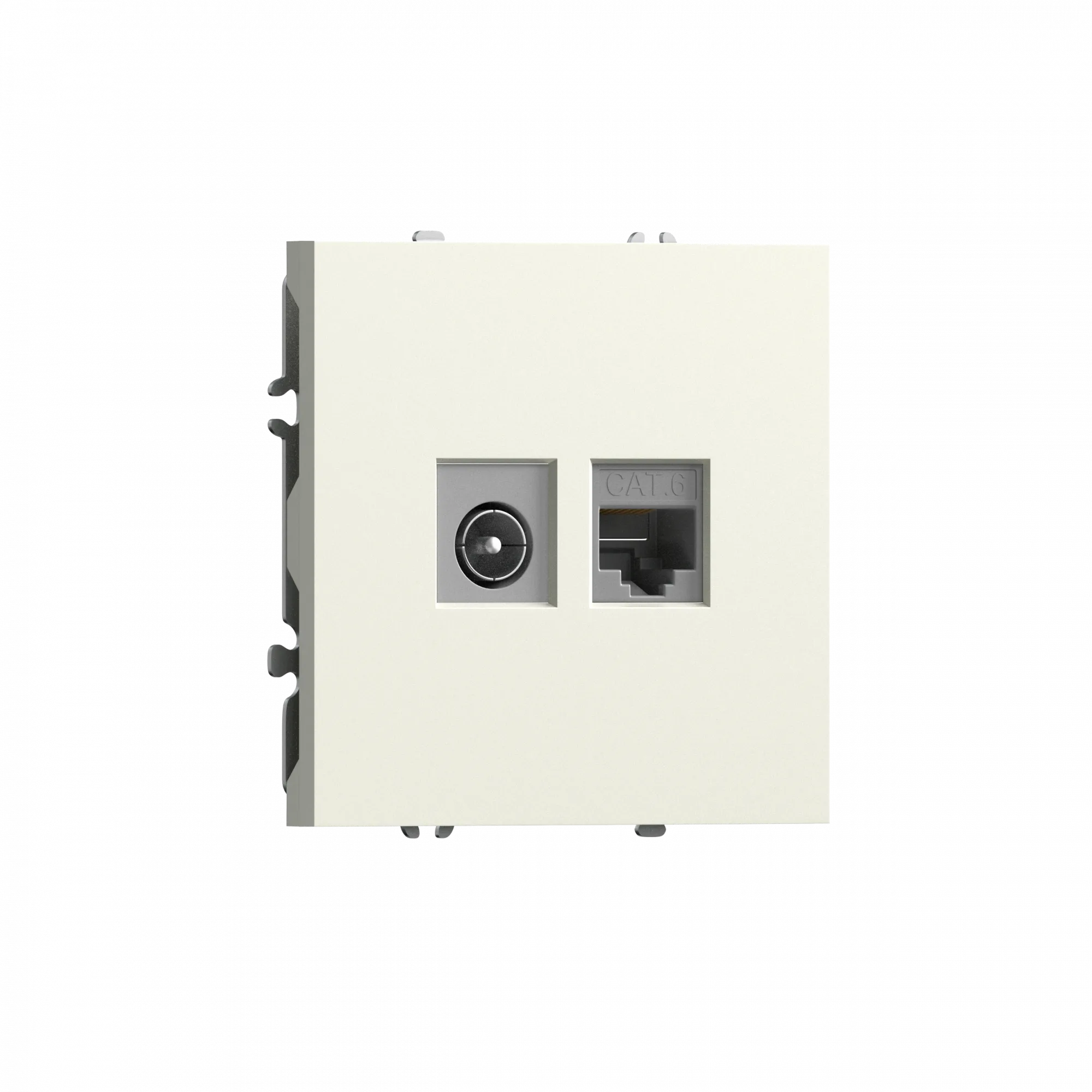 Розетка RJ45 cat.6 + TV 0-2400 МГц,  комбинированная на 2 выхода (компьютер + телевизор),  цвет слоновая кость,  серия S08 Donel