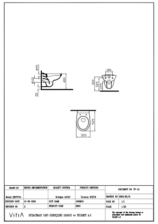 Унитаз Vitra S10 7855B003-0075, подвесной, безободковый