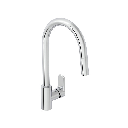 Смеситель Vitra Flow Soft A43445EXP для кухни С-типа с выдвижным изливом, хром
