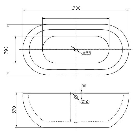 Акриловая ванна BelBagno BB13-1700 170x79 см