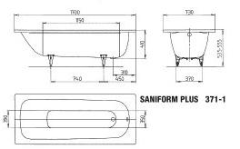 Стальная ванна Kaldewei Saniform Plus 170x73 см