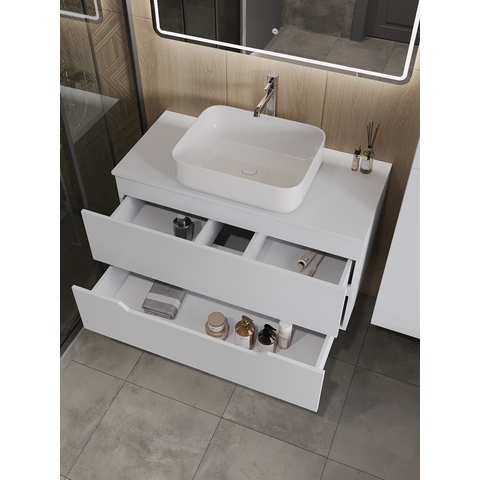Orange Line Li-100TuwMDF+B05-500W тумба с раковиной подвесная 100 см, белый