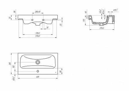 Раковина Cersanit мебельная MODUO 60 узкая 1 отв.(S-UM-MOD60SL/1)