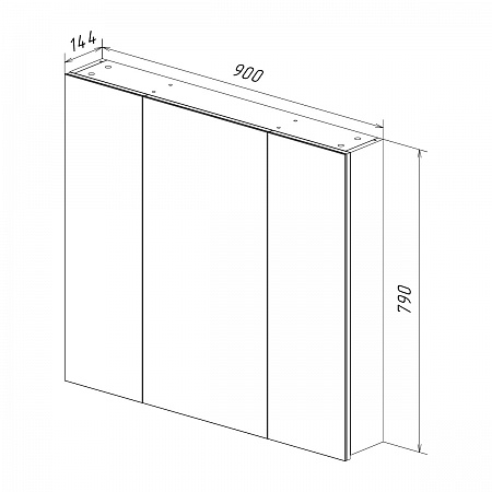 Шкаф зеркальный Lemark UNIVERSAL 90х80см 3-х дверный, цвет корпуса: Белый глянец
