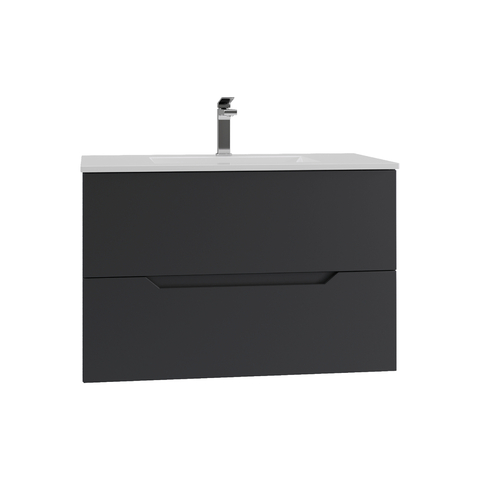 Orange Лайн Li-80Tub+Ra Тумба подвесная с раковиной, черный матовый