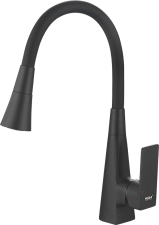 Смеситель для кухни HAIBA HB73823-7, гибкий излив, латунь, черный