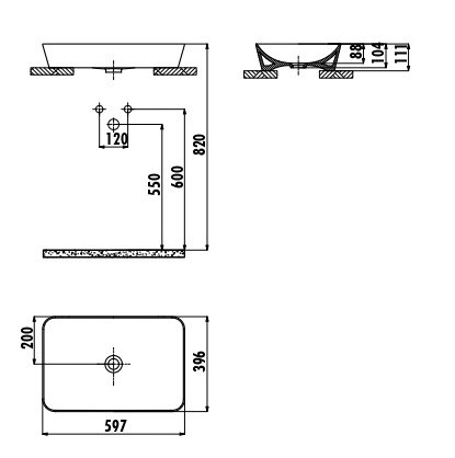 Раковина Creavit Ultra UL060-00MB00E-0000 60 см