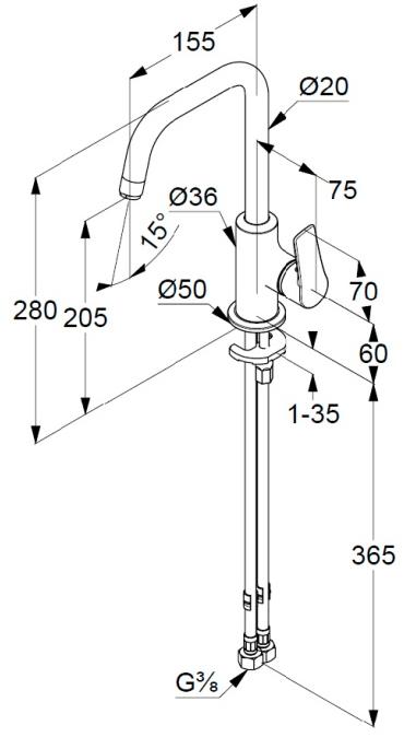 Смеситель для раковины Kludi Pure&Solid 340240575 хром