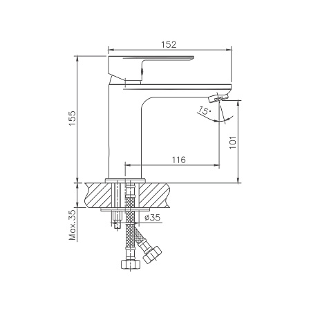 Смеситель для раковины HAIBA HB10505, латунь, хром