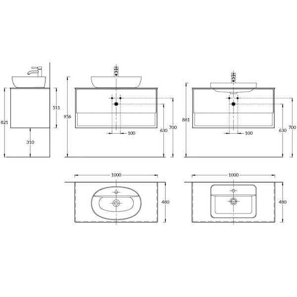 PLB.M.100.1/OAK.O Тумба PLAZA Modern подвесная 100 дуб орегон 1 ящик + полка