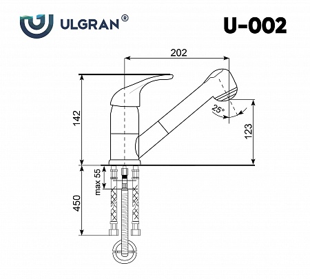 Смеситель для кухни Ulgran U-002-344, ультра-черный