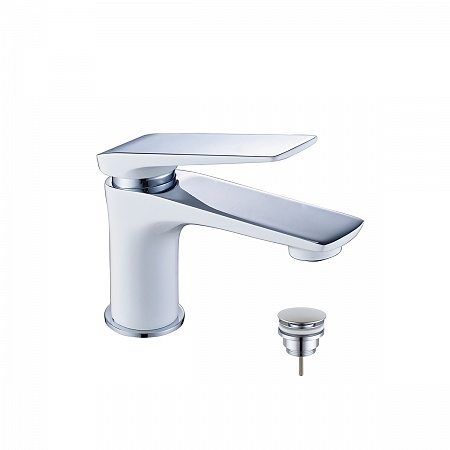 Смеситель Lemark Allegro LM5906CW для умывальника монолитный, хром/белый