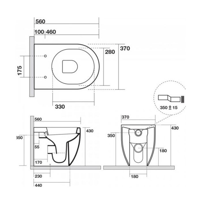 Унитаз приставной Kerasan Flo 311801
